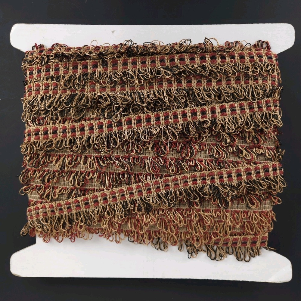 Decorative Loop Fringe Gimp Trim 1.5" Multi Red Upholstery Drapery Sewing 36 YDS